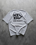 FALLR wear white 100% cotton graphic print t-shirt with "DO RIGHT" text and geometric design.