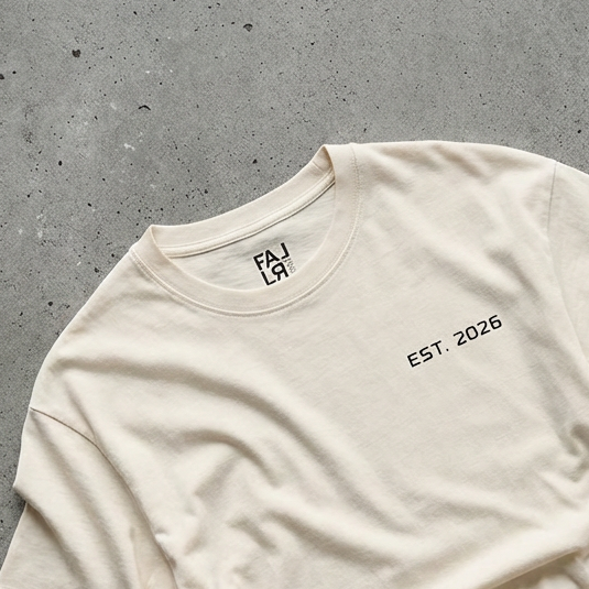 minimal streetwear t-shirt natural FALLR design WHAT NOW print