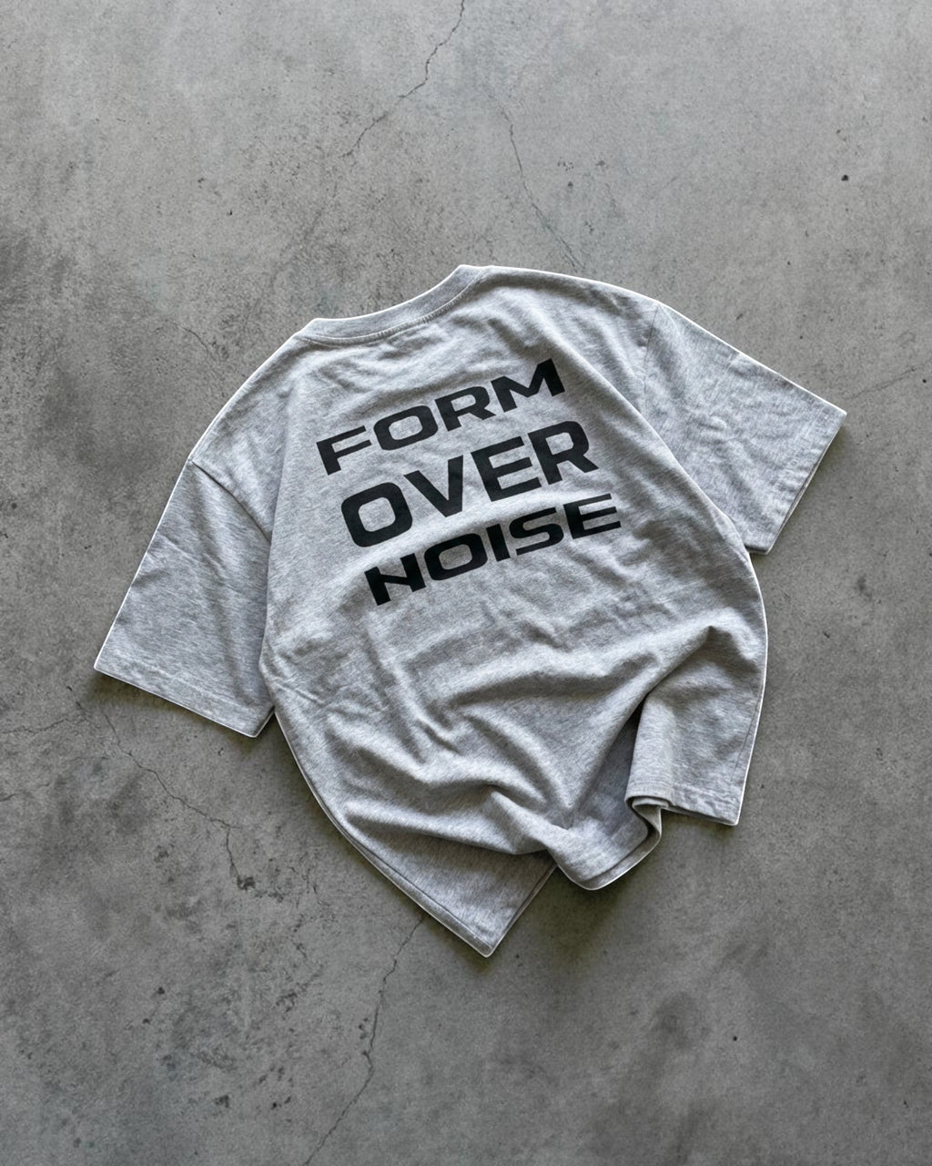 Unisex minimal streetwear cotton t-shirt natural FALLR FORM OVER NOISE graphic print