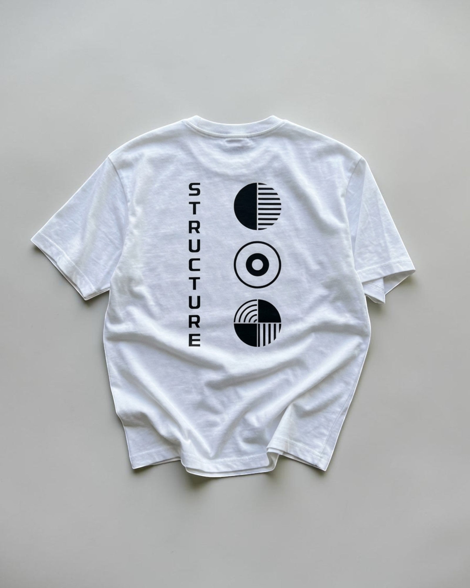 Unisex minimal streetwear cotton t-shirt white FALLR STRUCTURE graphic print