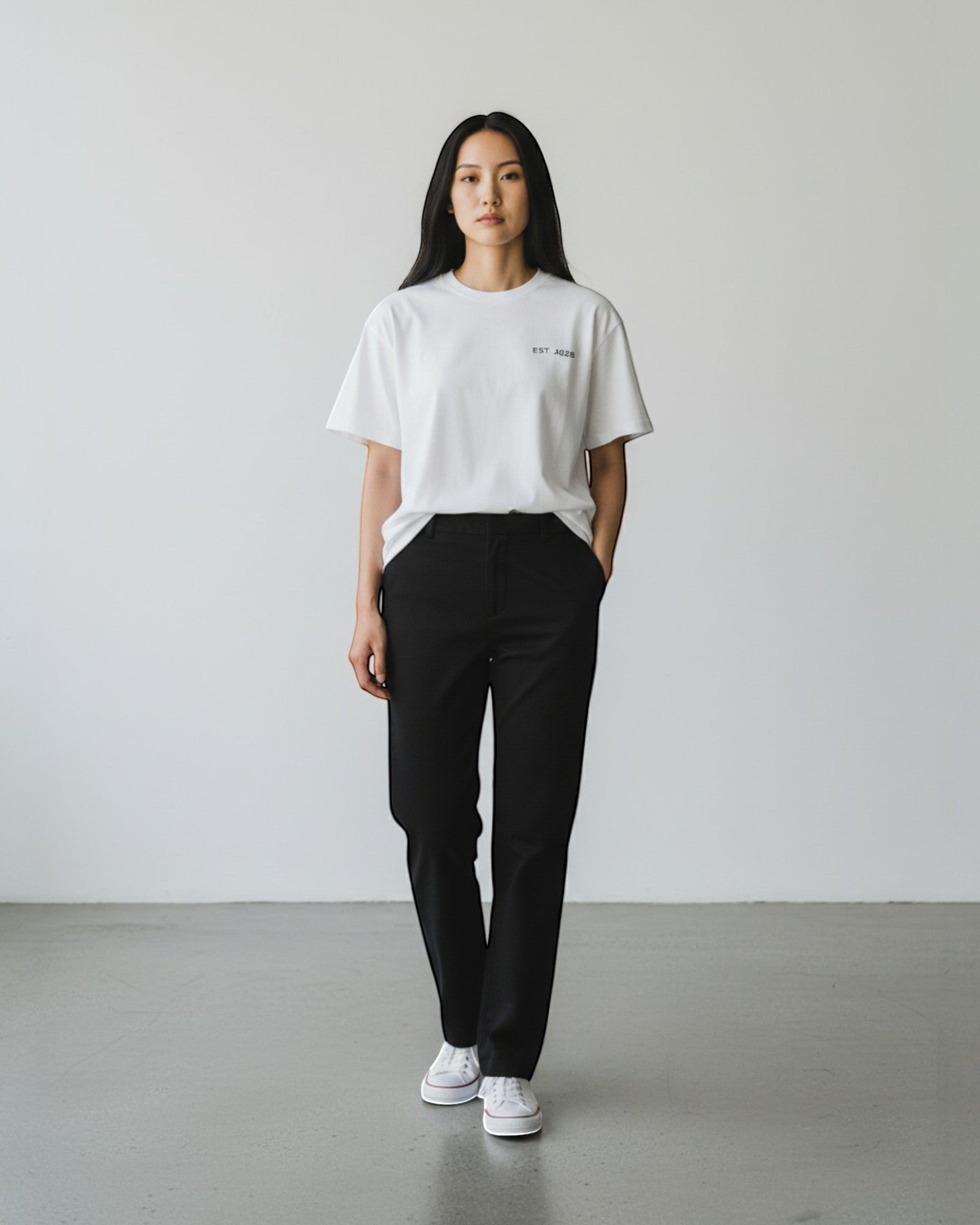 FALLR wear white 100% cotton oversized graphic print t-shirt with minimalist 'EST. 2020' text detail.